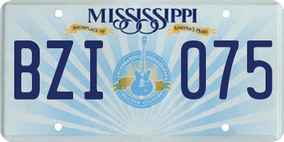 MS license plate BZI075