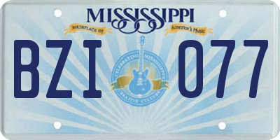 MS license plate BZI077
