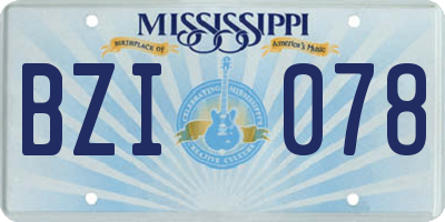 MS license plate BZI078