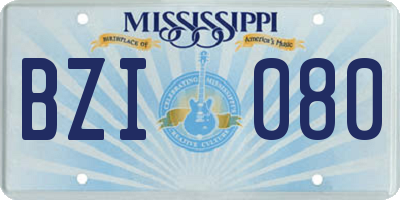 MS license plate BZI080