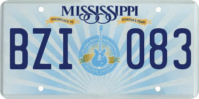 MS license plate BZI083