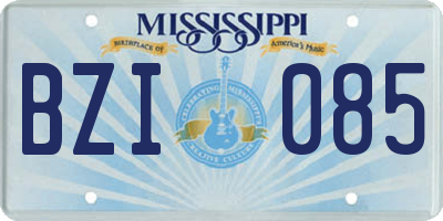 MS license plate BZI085