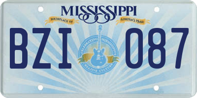 MS license plate BZI087