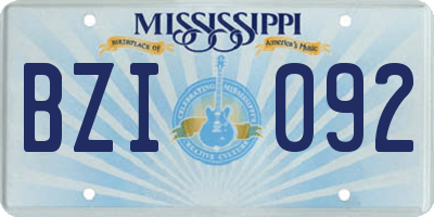 MS license plate BZI092