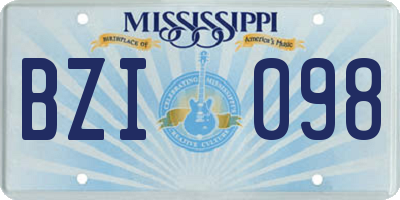 MS license plate BZI098