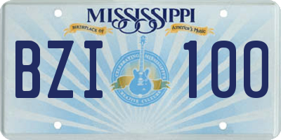MS license plate BZI100