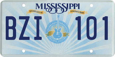 MS license plate BZI101