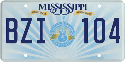 MS license plate BZI104