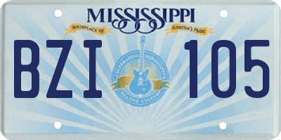 MS license plate BZI105
