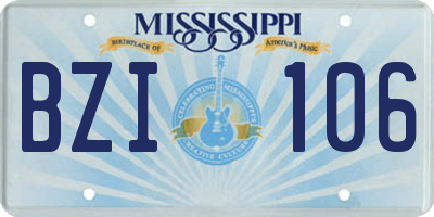 MS license plate BZI106