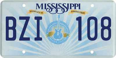 MS license plate BZI108