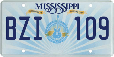 MS license plate BZI109