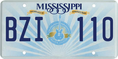 MS license plate BZI110