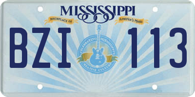 MS license plate BZI113