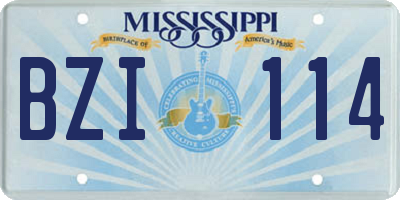 MS license plate BZI114