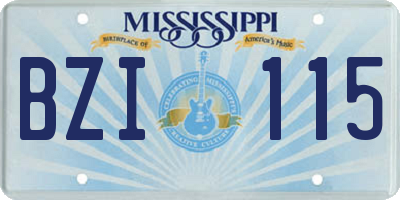 MS license plate BZI115