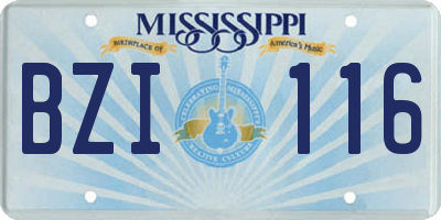 MS license plate BZI116