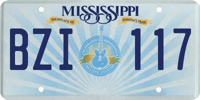 MS license plate BZI117