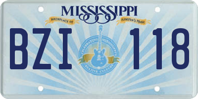 MS license plate BZI118
