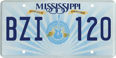MS license plate BZI120