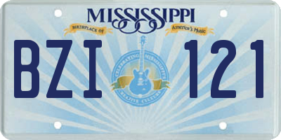 MS license plate BZI121