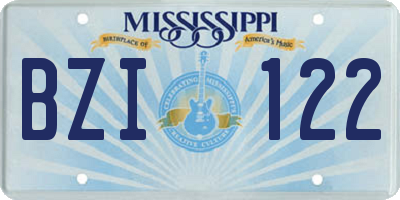 MS license plate BZI122