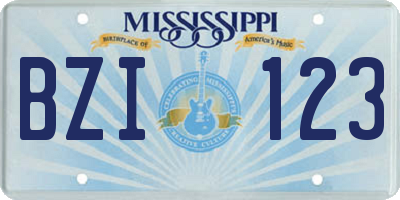 MS license plate BZI123