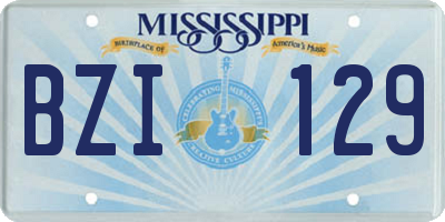 MS license plate BZI129