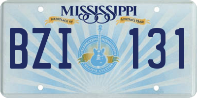 MS license plate BZI131
