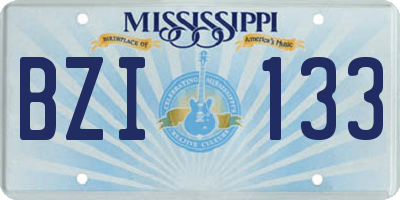 MS license plate BZI133