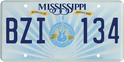 MS license plate BZI134