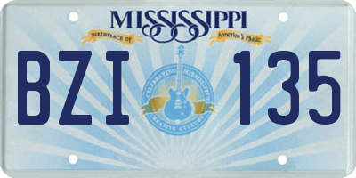 MS license plate BZI135