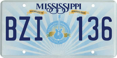 MS license plate BZI136