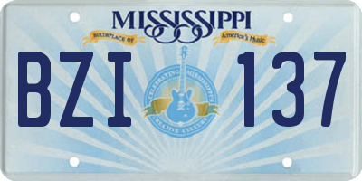 MS license plate BZI137