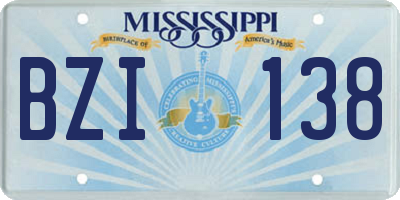 MS license plate BZI138