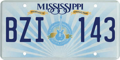 MS license plate BZI143