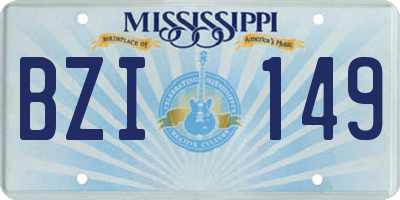 MS license plate BZI149