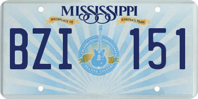 MS license plate BZI151