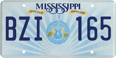 MS license plate BZI165
