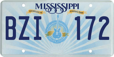 MS license plate BZI172