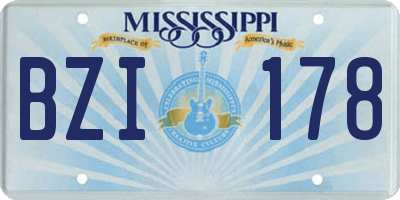 MS license plate BZI178