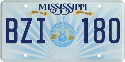 MS license plate BZI180