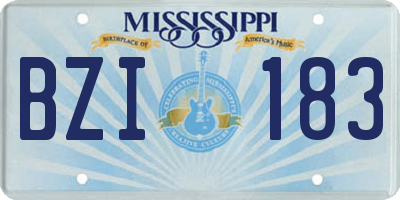 MS license plate BZI183