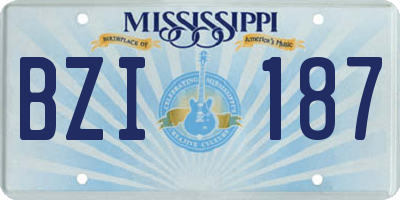 MS license plate BZI187