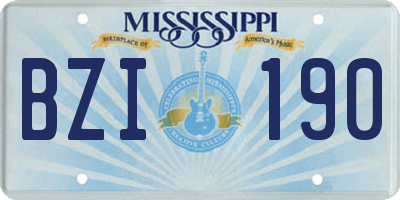 MS license plate BZI190