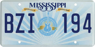 MS license plate BZI194