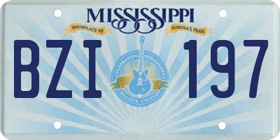 MS license plate BZI197