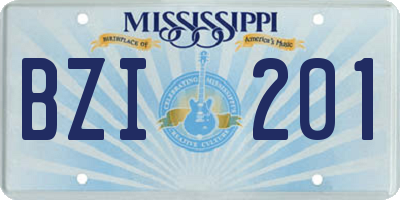 MS license plate BZI201
