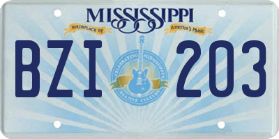 MS license plate BZI203