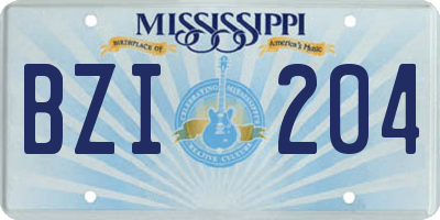 MS license plate BZI204